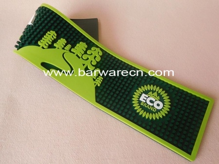 Tapis de service de bar en PVC de couleur verte avec logo en relief 