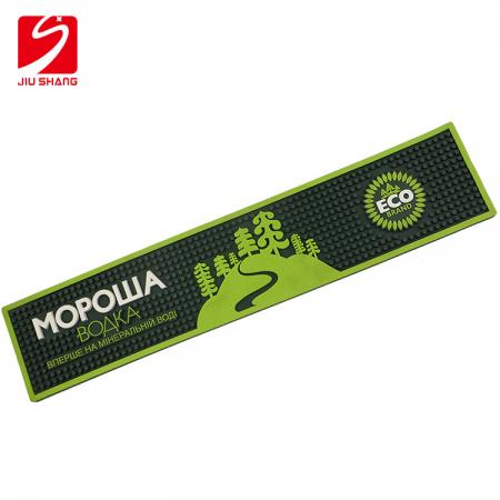 Tapis de service de bar en PVC de couleur verte avec logo en relief 