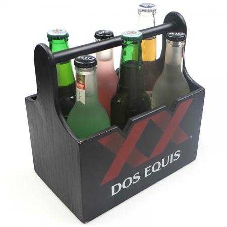 porte-bouteilles de bière en bois noir avec logo personnalisé 