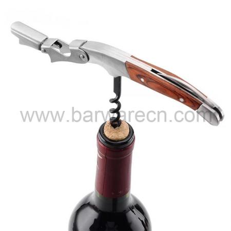 ouvre-bouteille de vin tire-bouchon portable multifonction avec manche en bois 