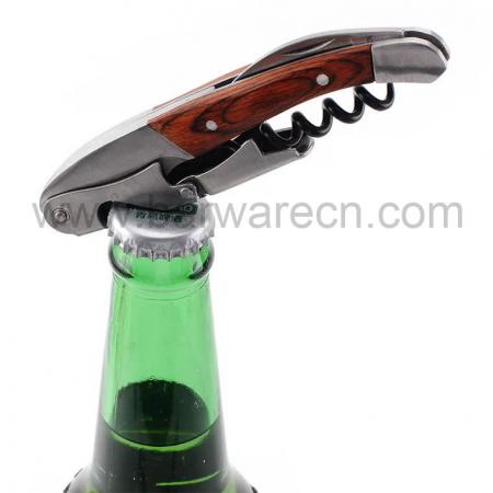 ouvre-bouteille de vin tire-bouchon portable multifonction avec manche en bois 