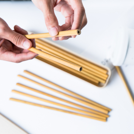 paille biodégradable en bambou avec logo gravé et impression 