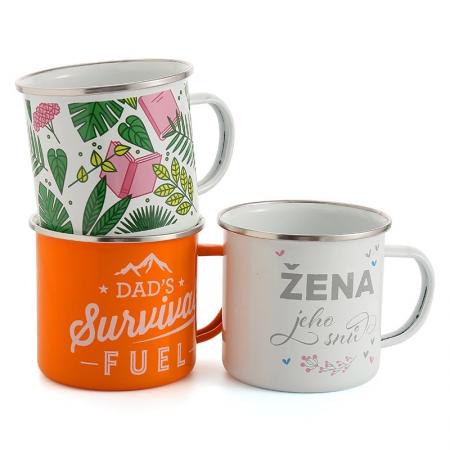 extérieur de haute qualité personnalisé imprimé sublimation colorée ou logo impression personnalisé camping ename tasse 