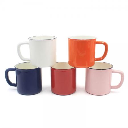 Usine promotion en gros impression personnalisée émail métal acier camping tasse pour café 