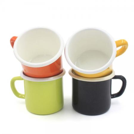 Usine promotion en gros impression personnalisée émail métal acier camping tasse pour café 