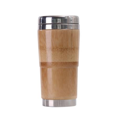 tasse de voiture d'affaires de grain en bois de coquille en bambou d'acier inoxydable 