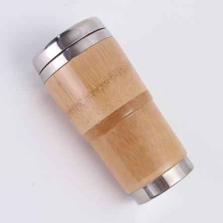 tasse de voiture d'affaires de grain en bois de coquille en bambou d'acier inoxydable 