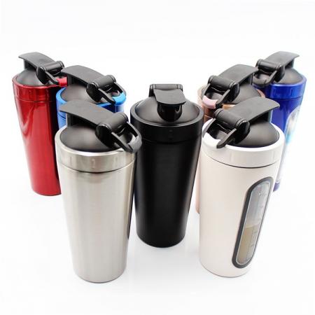 Bouteille de sport en forme de tasse de mélange de poudre de protéine en acier inoxydable 304 