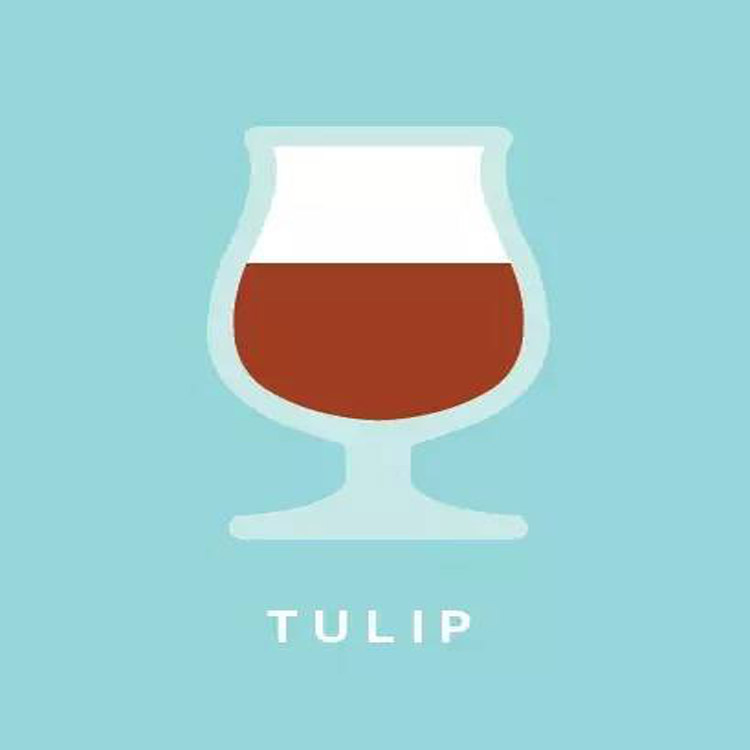 le septième verre à bière: tasse de tulipe ouverte